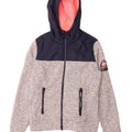 Pulover Superdry pentru femei, cu fermoar, UK 14, gri mediu, poliester color bloc