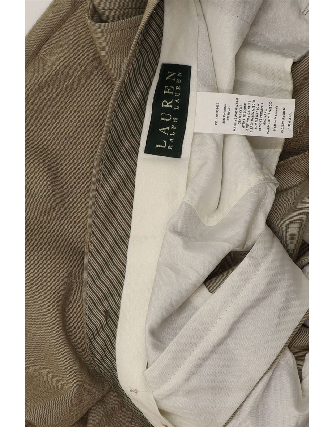 RALPH LAUREN Pantaloni drepți pentru bărbați L38 L30 poliester bej
