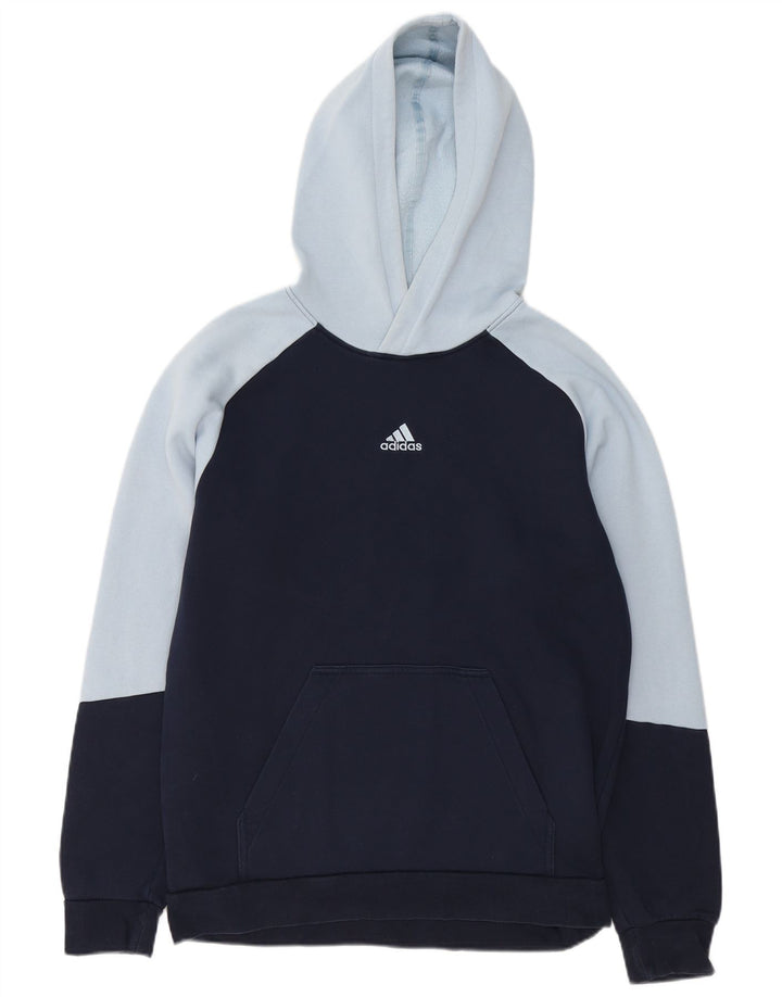 Pulover Adidas pentru bărbați cu glugă, albastru bleumarin mediu