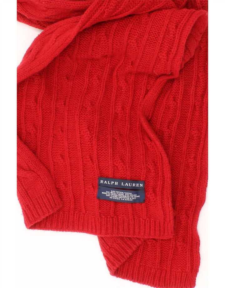 Eșarfă dreptunghiulară tricotată pentru bărbați Ralph Lauren, mărime unică, bumbac roșu