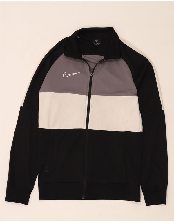 Nike Mens Dri Fit Tracksuit Top Jacket Small Black Colourblock Polyester