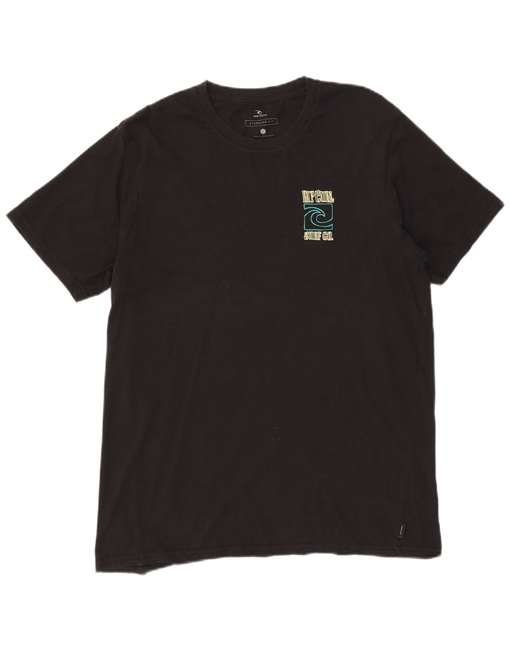 Tricou grafic Rip Curl pentru bărbați, cu croiala standard, mare, negru