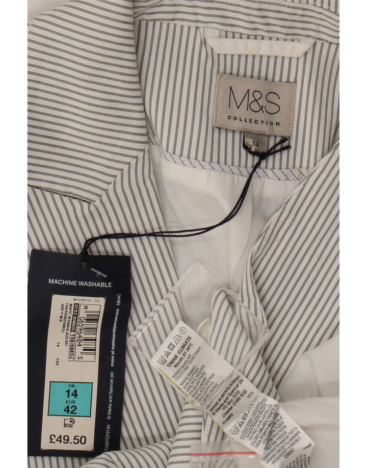 Jachetă pentru femei Marks & Spencer cu 1 buton, UK 14, mare, gri cu dungi