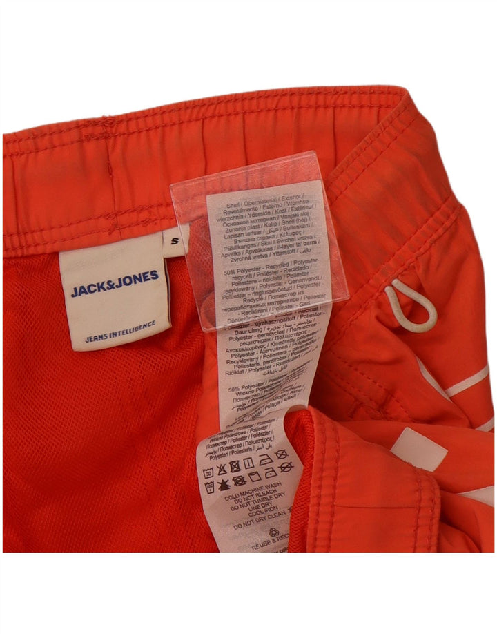 JACK & JONES Mens Graphic Swimming Shorts Small  Orange Polyester