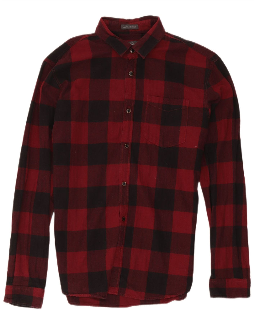 Cămașă de flanel Jack & Jones pentru bărbați, bumbac cu carouri roșii medii