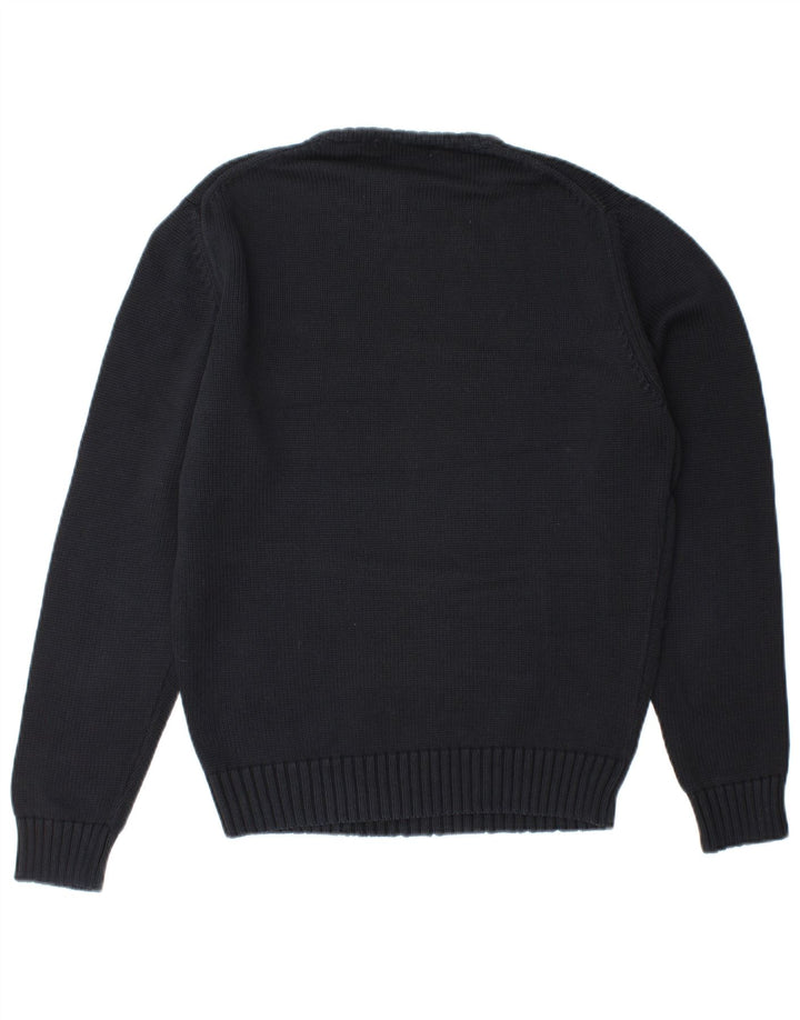 Pulover pentru bărbați Zara, cu gât roșu, bumbac mediu negru