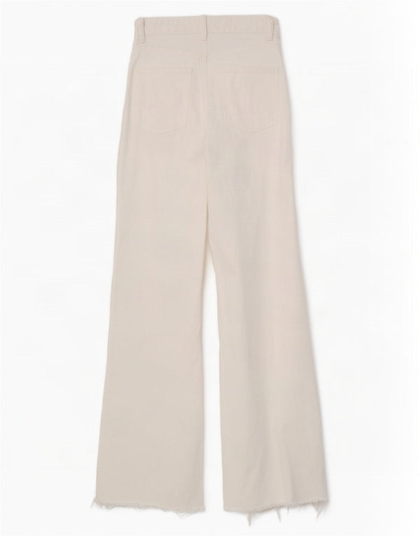 Blugi Zara femei cu talie înaltă cu picioare largi EU 34 2XS W24 L33 bumbac alb cadru