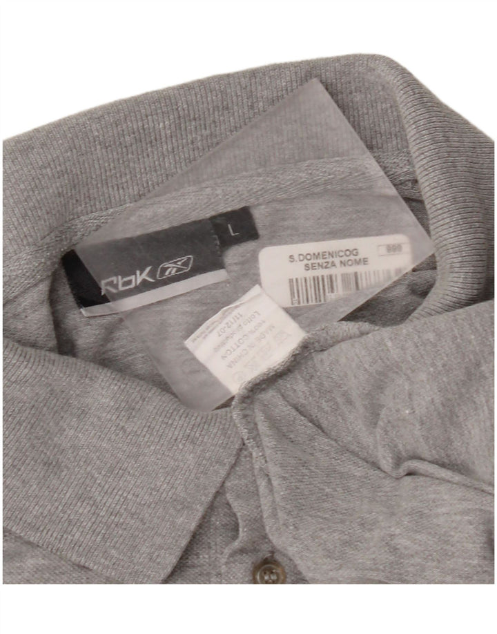Tricou polo Reebok pentru bărbați, mare, gri, bumbac cu pete