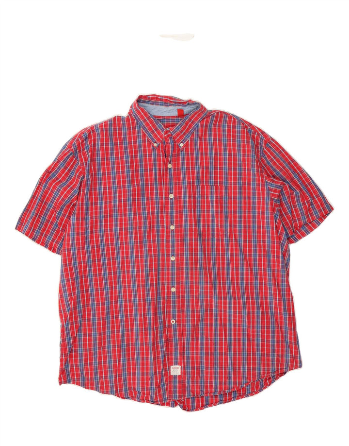 IZOD Mens Short Sleeve Shirt 2XL Red Check Vintage Izod and Second-Hand Izod from Messina Hembry 