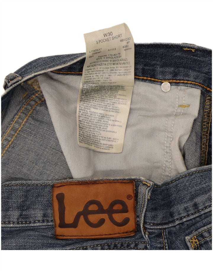 Pantaloni scurți de blugi pentru bărbați Lee, 5 buzunare, W30, bumbac albastru mediu