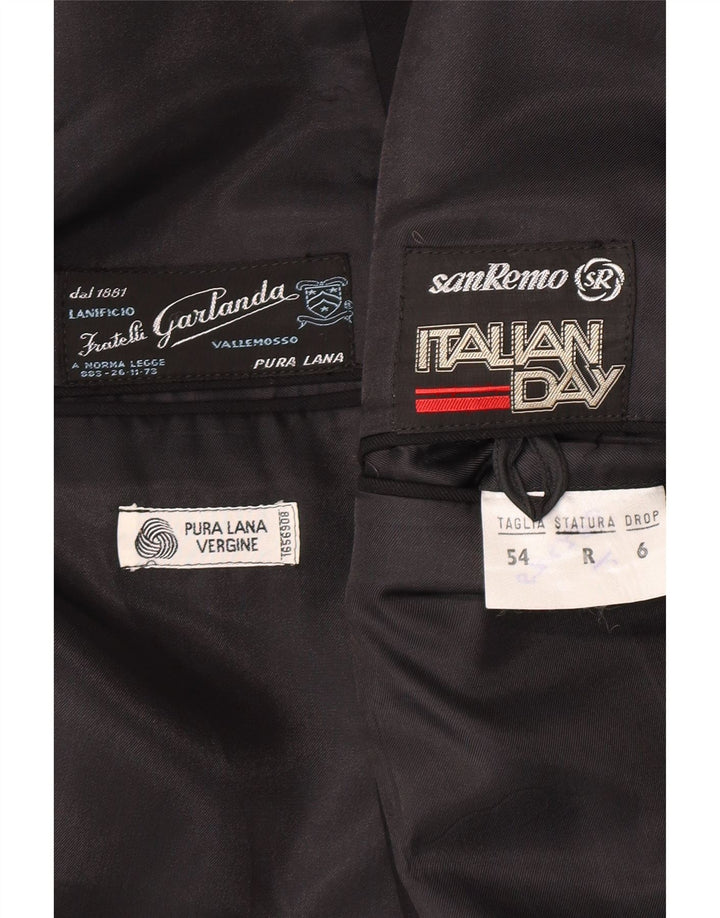 Jachetă San Remo pentru bărbați cu 1 nasture IT 54 2XL, lână virgină neagră, clasică