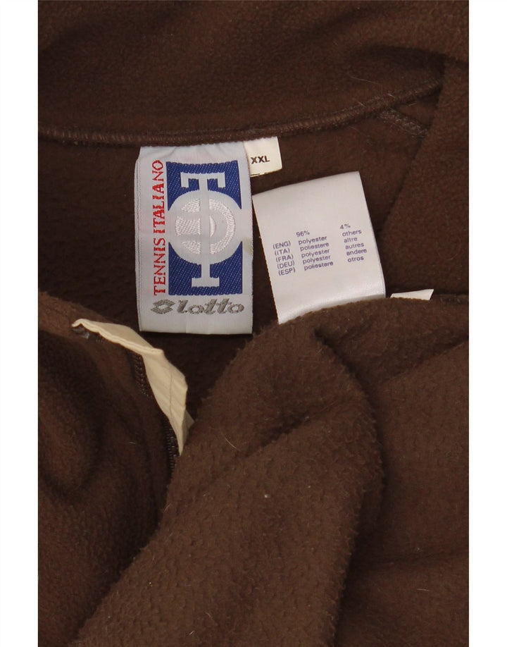 Pulover LOTTO pentru bărbați, cu fermoar și gât, poliester maro 2XL