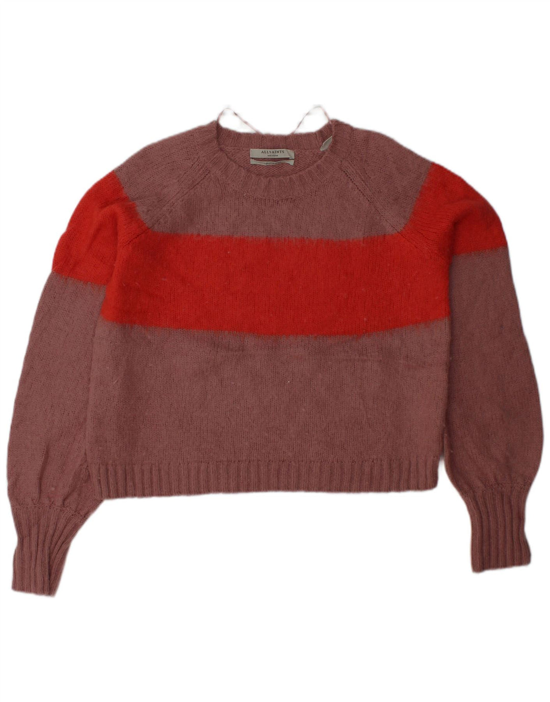 ALL SAINTS Pulover pentru femei cu decolteu rotund UK 14 Roz mediu Colorblock