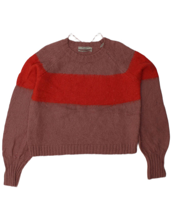 ALL SAINTS Pulover pentru femei cu decolteu rotund UK 14 Roz mediu Colorblock