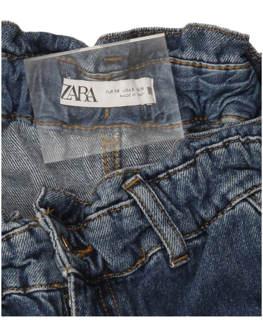 Blugi cu talie înaltă ZARA pentru femei, crop, cu talie înaltă, EU 38 Mici W28 L25 Albastru