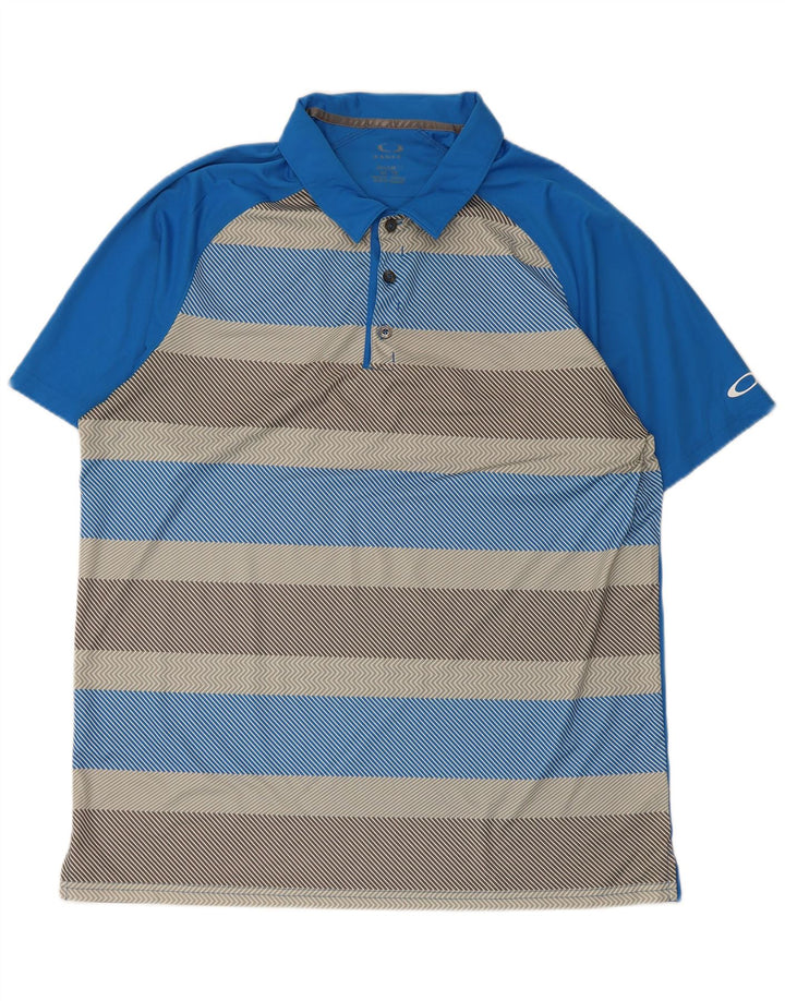 Tricou polo Oakley pentru bărbați XL, poliester cu dungi albastre