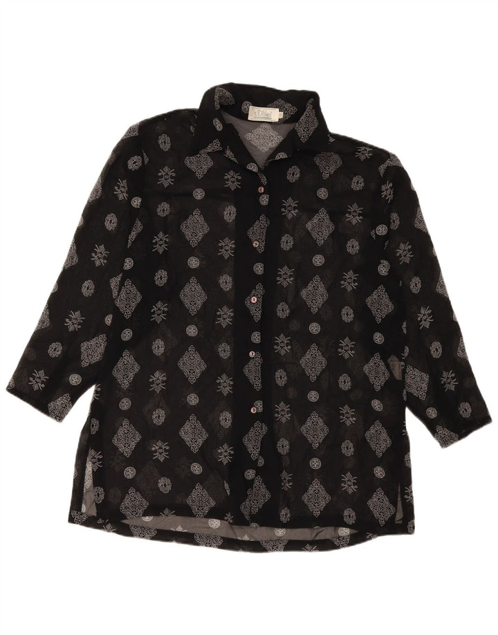 Bluză cămașă cu paragate S.Oliver EU 36 Poliester Floral Negru Mic