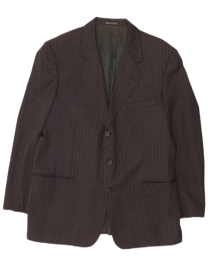 Jachetă pentru bărbați Trussardi cu 3 nasturi IT 52 XL Lână virgină cu dungi gri
