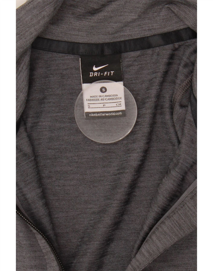 Jachetă de top pentru trening Nike Dri Fit pentru femei UK 10 Small Gri Flecked