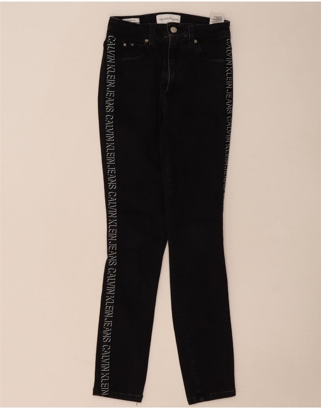 CALVIN KLEIN Blugi skinny cu grafic pentru femei W27 L30 bumbac negru