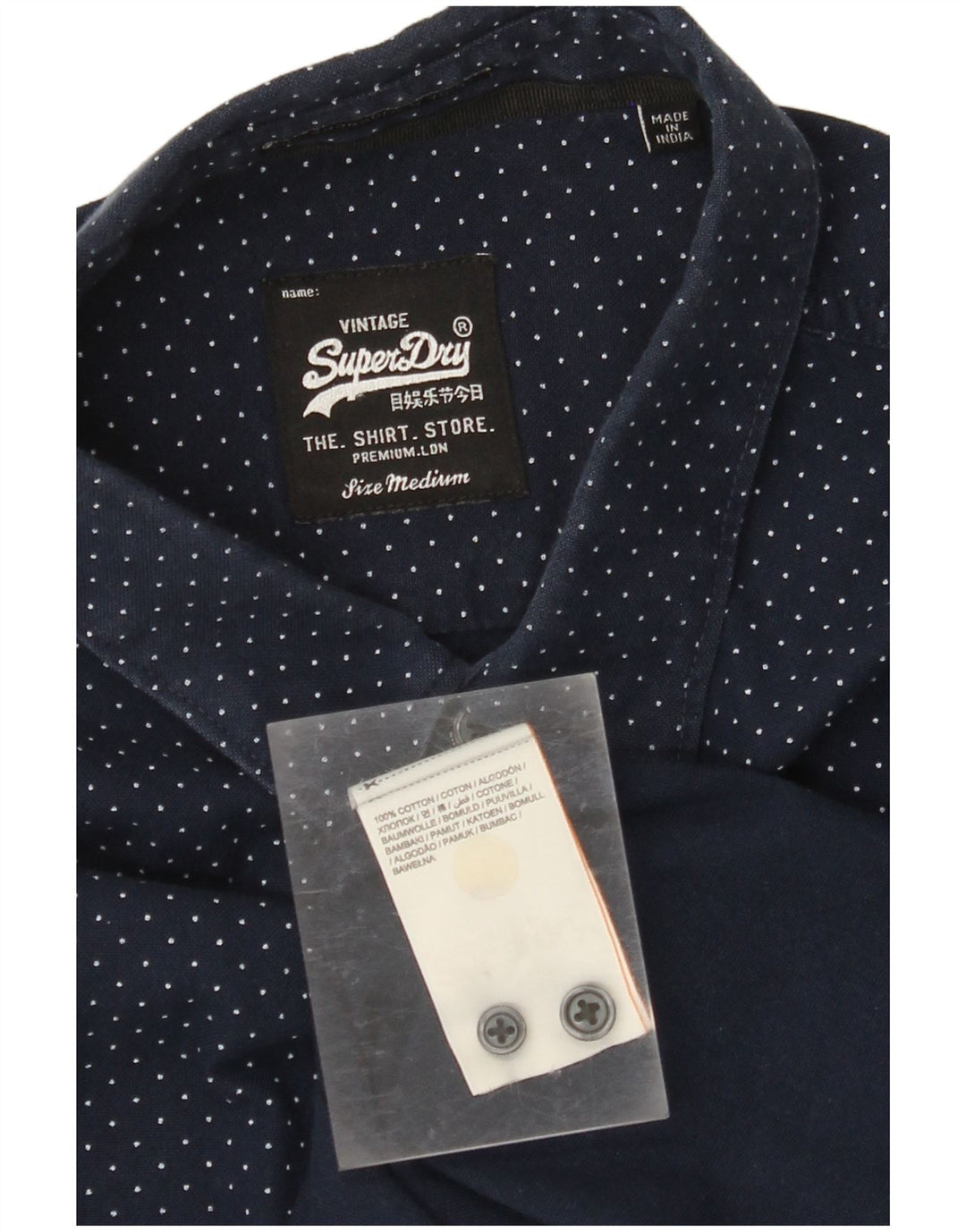 Cămașă pentru bărbați SUPERDRY, bumbac cu pete, albastru marin mediu