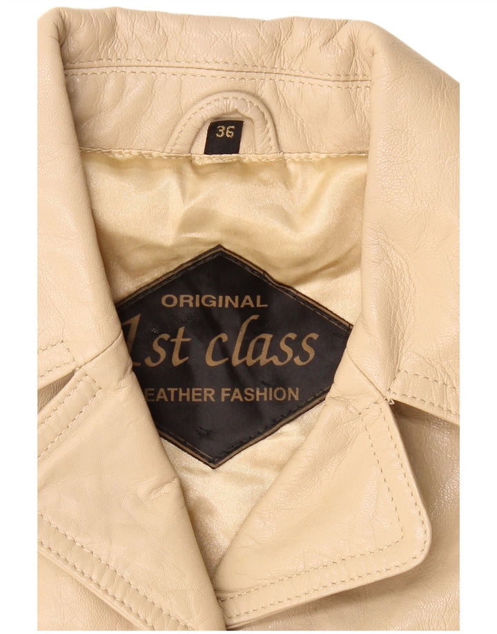 Jachetă de damă VINTAGE din piele cu 4 nasturi IT 36 XS piele bej