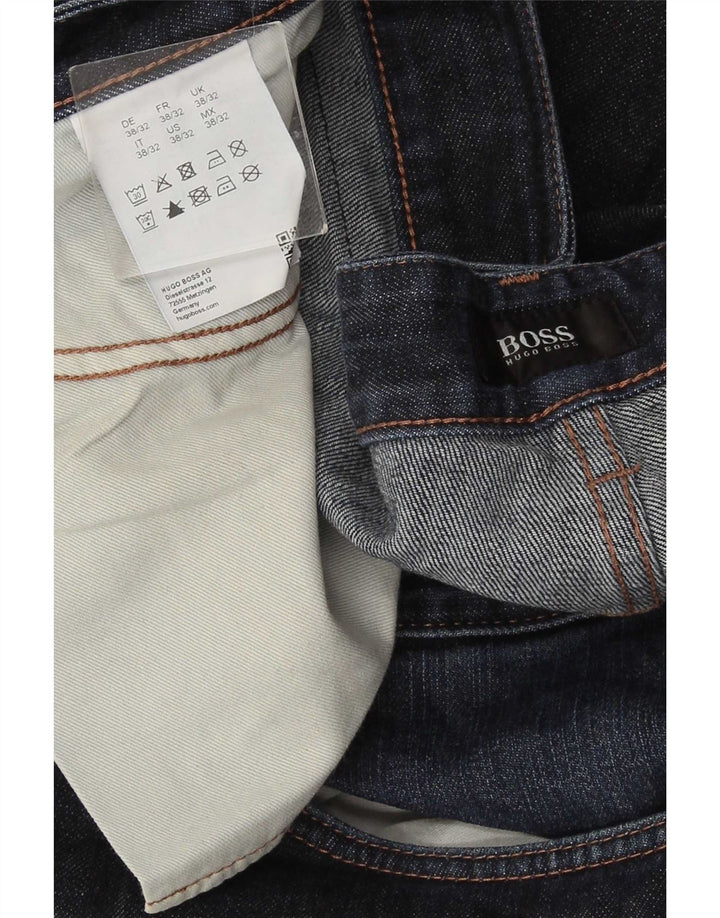 Blugi drepti pentru bărbați Hugo Boss W38 L32 Bumbac bleumarin