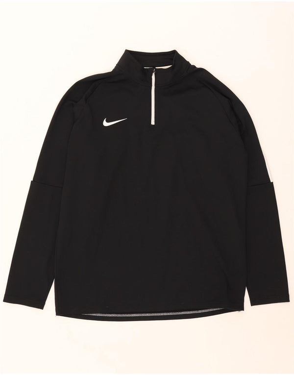 Top de trening Nike pentru bărbați Dri Fit, cu fermoar și gât, XL, negru, color block
