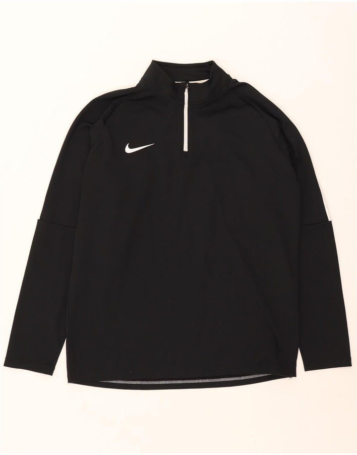 Top de trening Nike pentru bărbați Dri Fit, cu fermoar și gât, XL, negru, color block