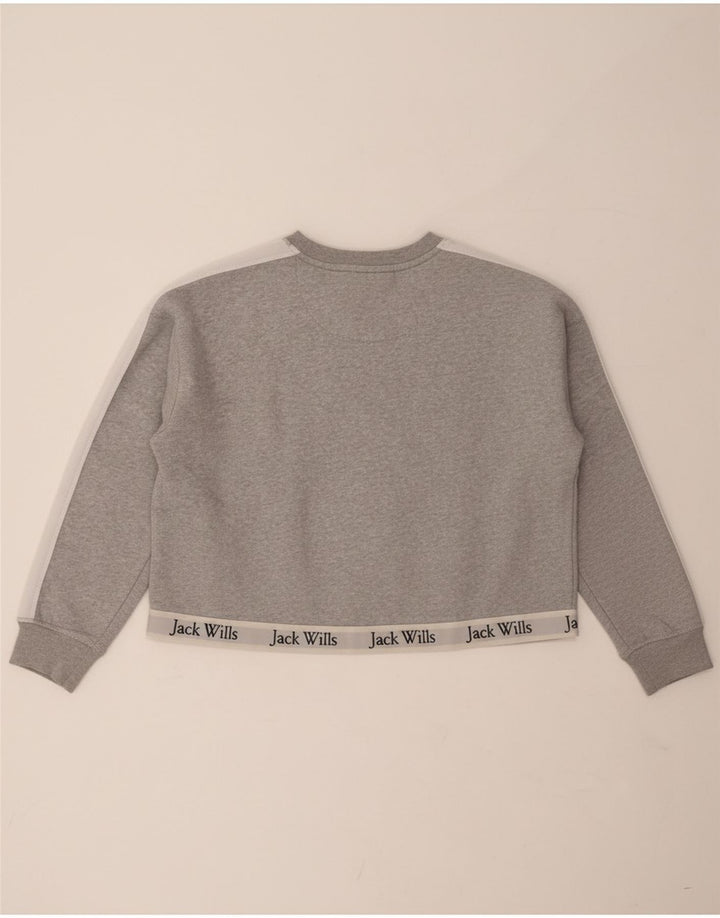 JACK WILLS Womens Oversized Graphic Sweatshirt Jumper UK 12 Medium Grey