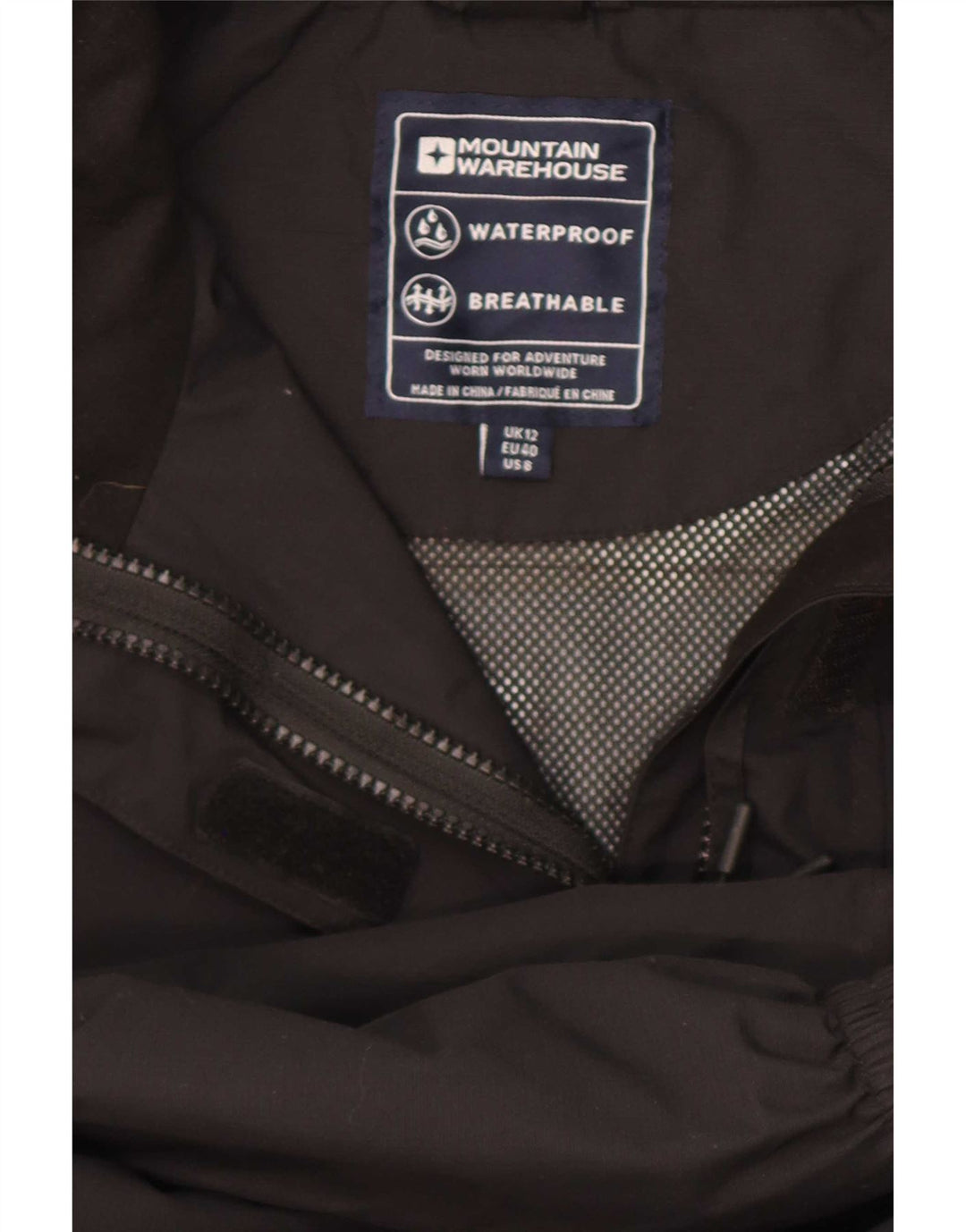 Jachetă de ploaie cu glugă pentru femei Mountain Warehouse UK 12 Poliester mediu negru