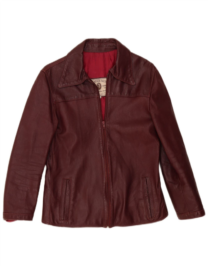 Jachetă de piele vintage pentru femei UK 14 Burgundy mediu