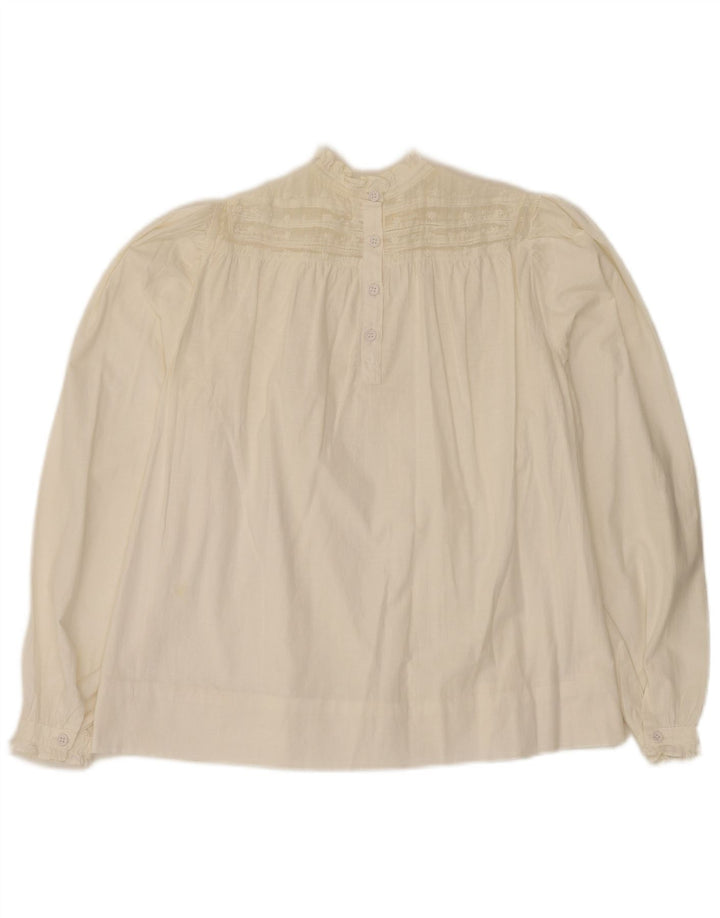 Bluză vintage cu mâneci lungi pentru femei UK 14 Medium White Floral