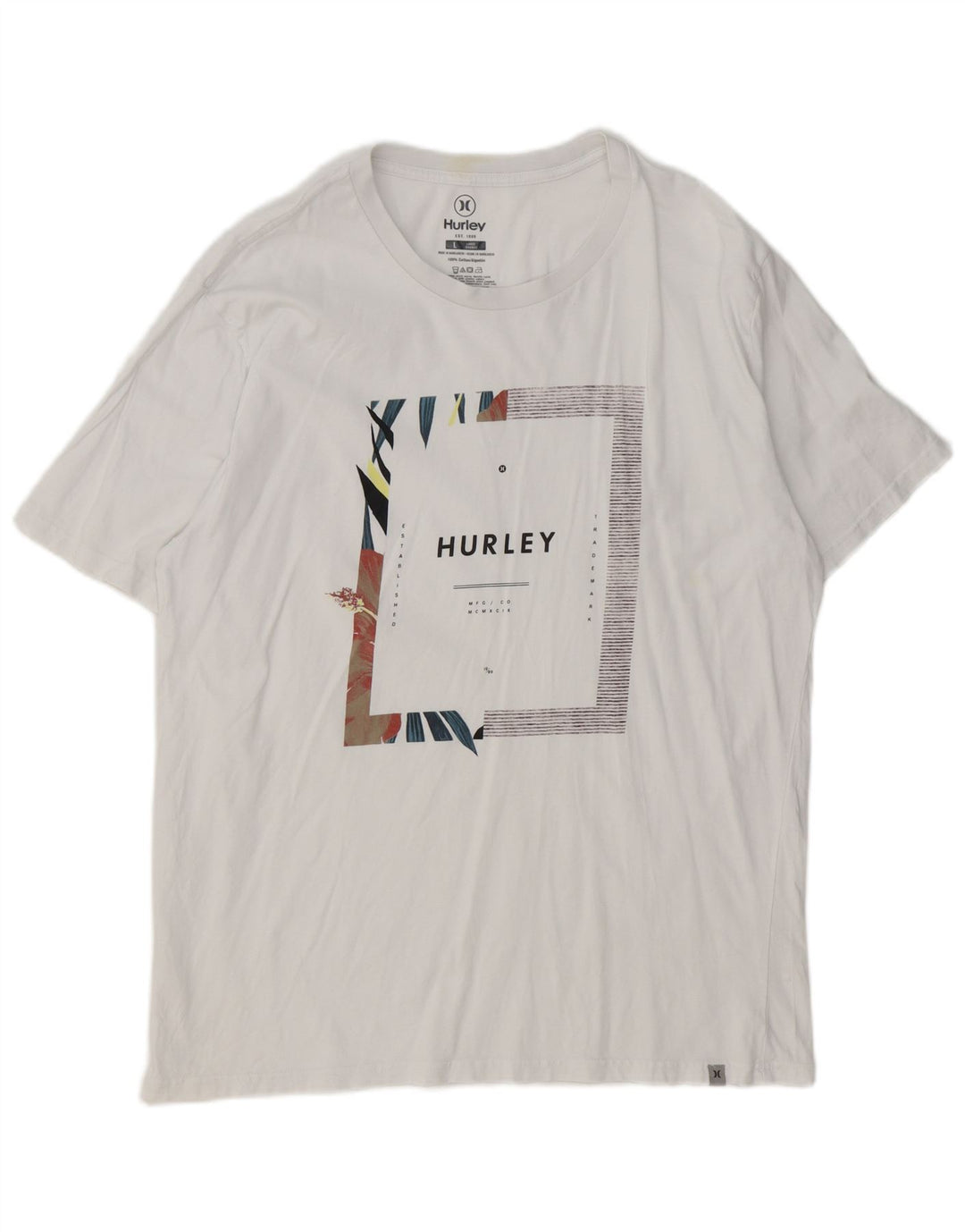 Tricou grafic pentru bărbați Hurley Top mare din bumbac alb