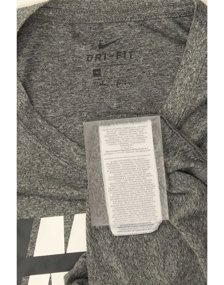 Tricou cu grafic Nike Dri Fit pentru bărbați Top Medium Gri din poliester cu pete