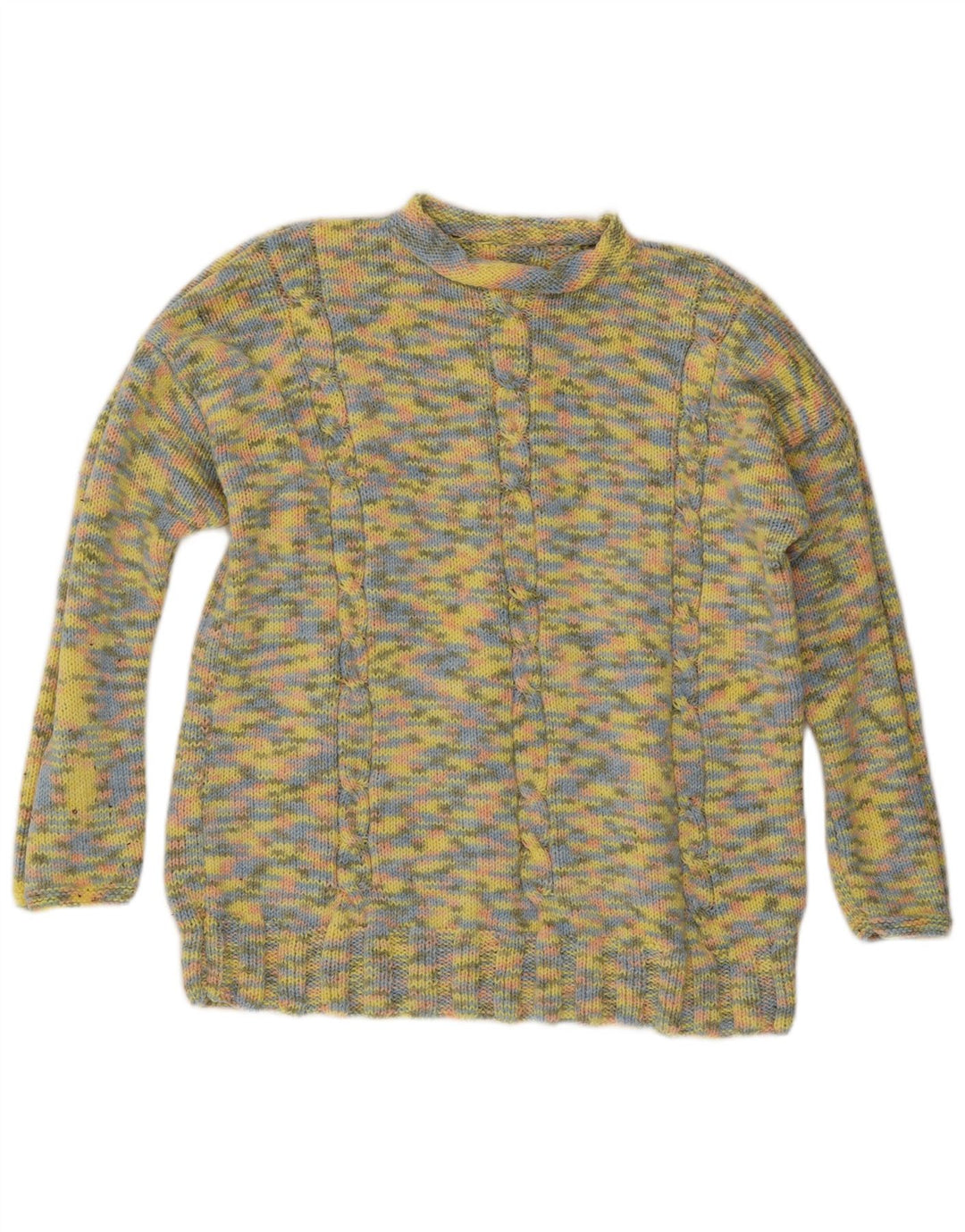 Pulover vintage cu gât țestoasă pentru femei UK 14 mare, pete galbene