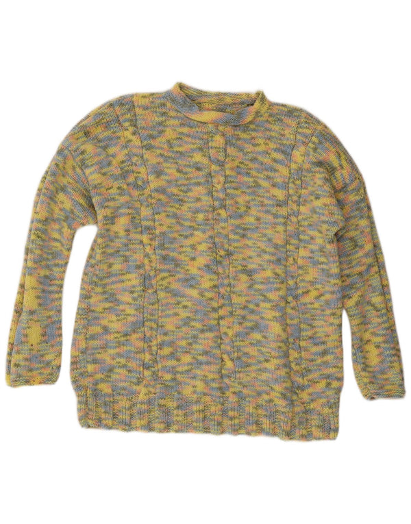 Pulover vintage cu gât țestoasă pentru femei UK 14 mare, pete galbene