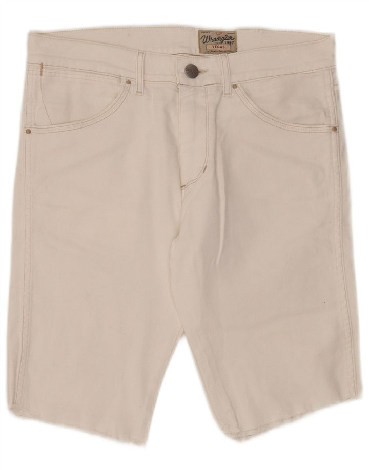 Pantaloni scurți din denim pentru bărbați Wrangler Vegas W31, bumbac alb mediu