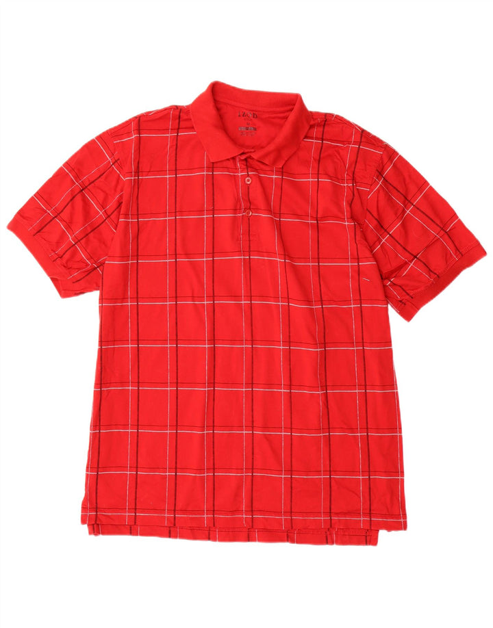 Tricou polo de golf pentru bărbați IZOD, bumbac roșu mediu cu carouri