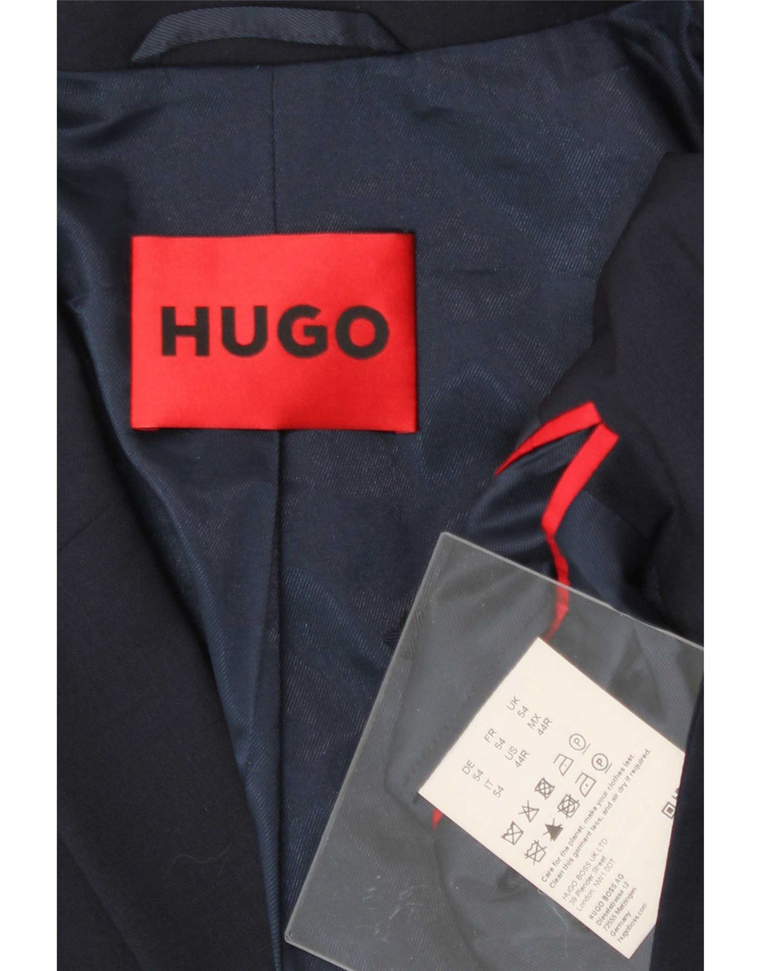 Blazer pentru bărbați Hugo Boss cu 2 nasturi UK 54 2XL Lână virgină bleumarin