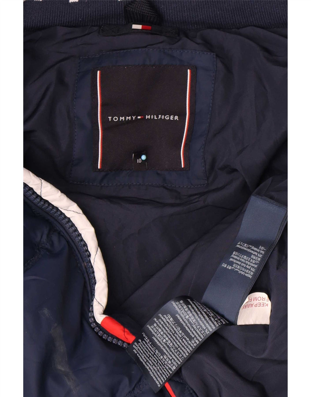 Jachetă căptușită cu glugă Tommy Hilfiger pentru băieți 9-10 ani poliester bleumarin