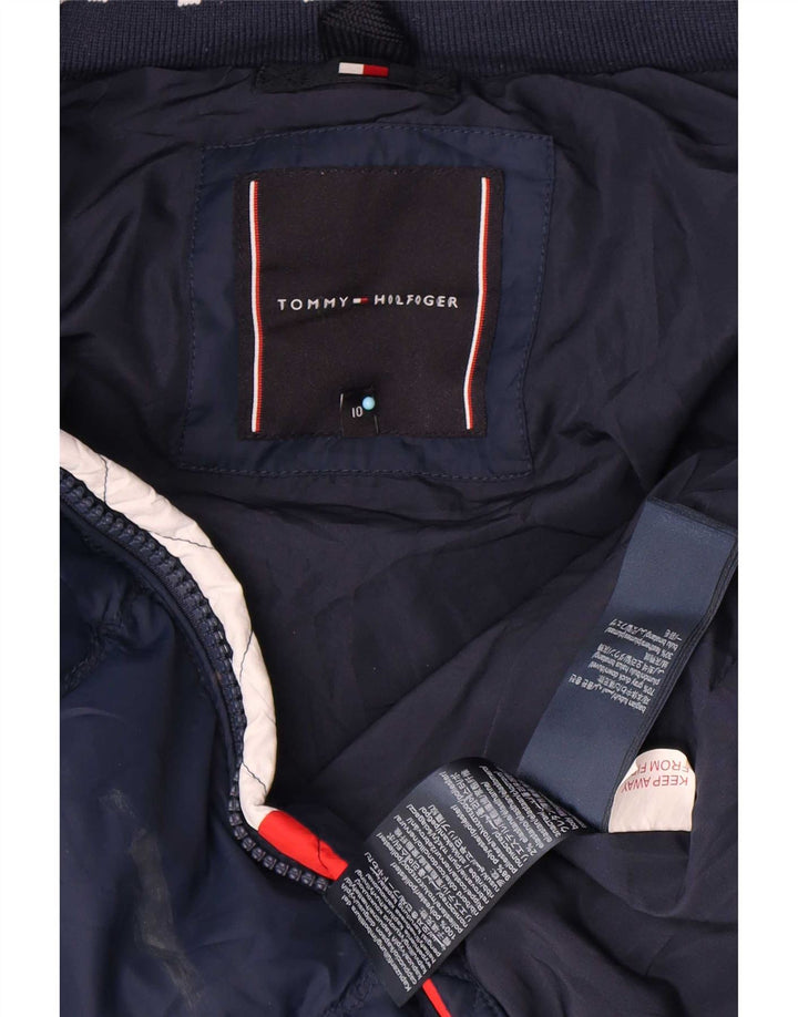 Jachetă căptușită cu glugă Tommy Hilfiger pentru băieți 9-10 ani poliester bleumarin