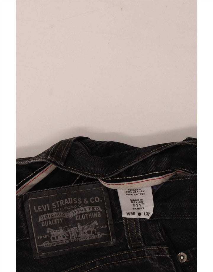Pantaloni scurți Levi's 511 Skinny Denim W30 bumbac mediu negru