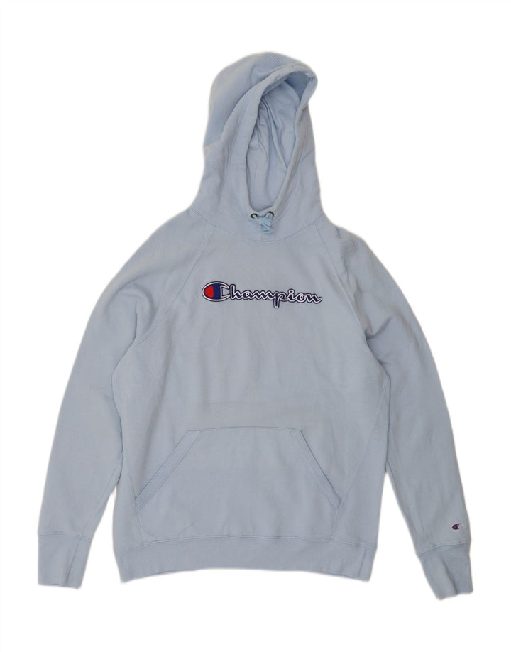 CHAMPION Womens Graphic Hoodie Jumper UK 16 Large Blue Polyester Vintage Champion and Second-Hand Champion from Messina Hembry 