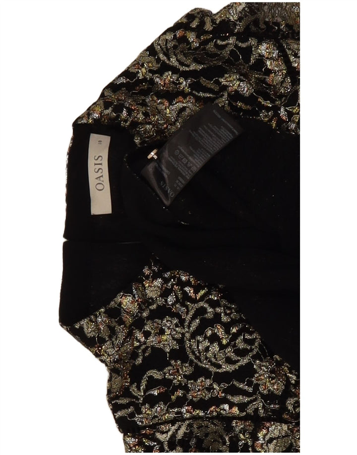 Bluză Oasis Femei Top UK 10 Small Black Floral Viscose