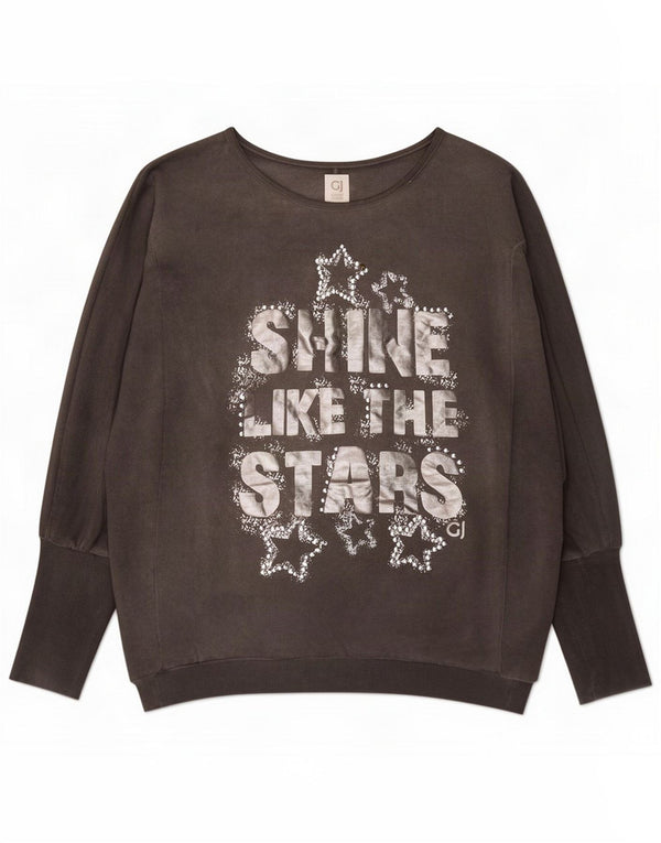 Gaudi Womens Graphic Oversized Sweatshirt Jumper UK 10 Small Grey Cotton