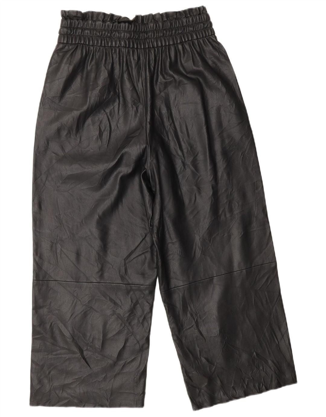 Pantaloni din piele artificială cu picioare largi ZARA pentru femei XS W25 L20 negru