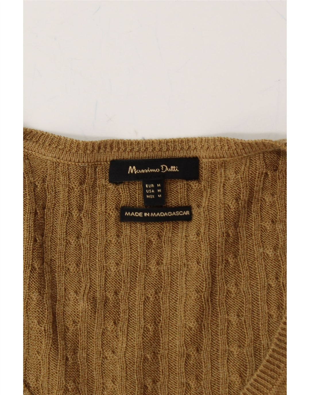 MASSIMO DUTTI Womens V-Neck Jumper Sweater UK 14 Medium Brown Vintage Massimo Dutti and Second-Hand Massimo Dutti from Messina Hembry 