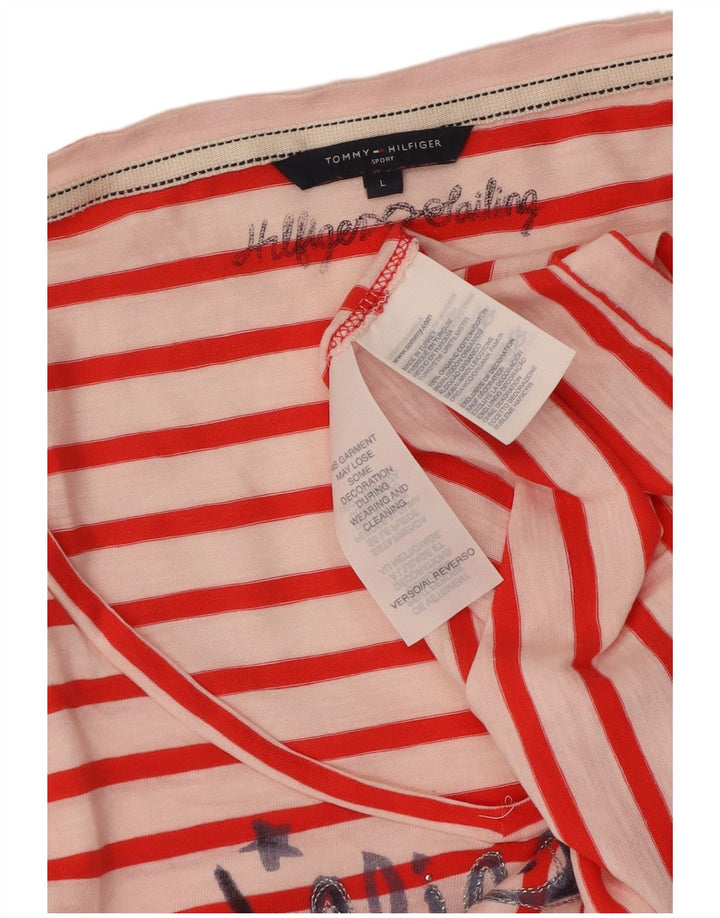 TOMMY HILFIGER Tricou cu grafic crop pentru femei Top UK 14 Large Red Dunge