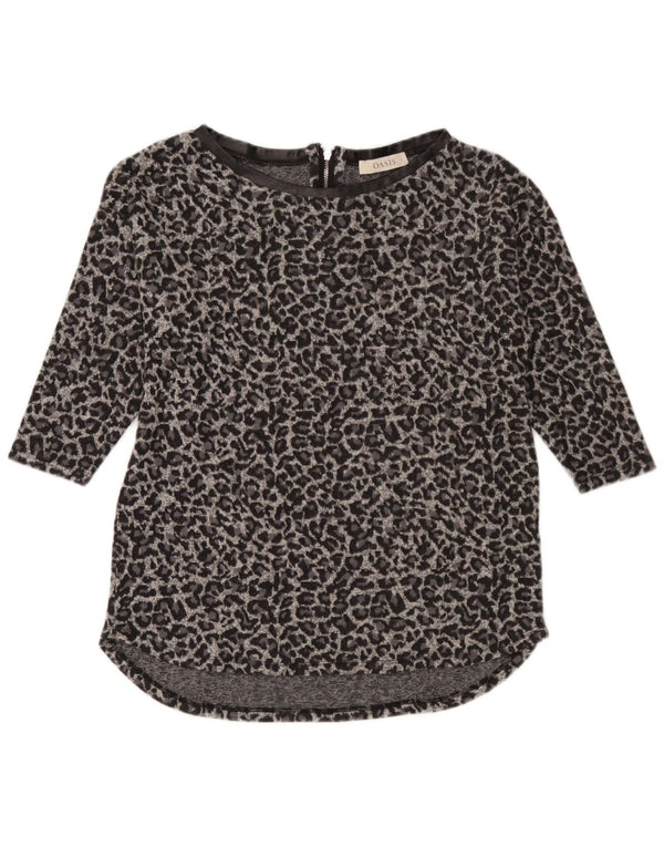 Top cu tunică Oasis pentru femei cu mâneci 3/4 UK 10, gri mic, poliester cu imprimeu animal